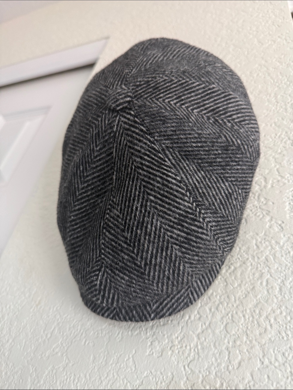 Charcoal Herringbone Newsboy Cap